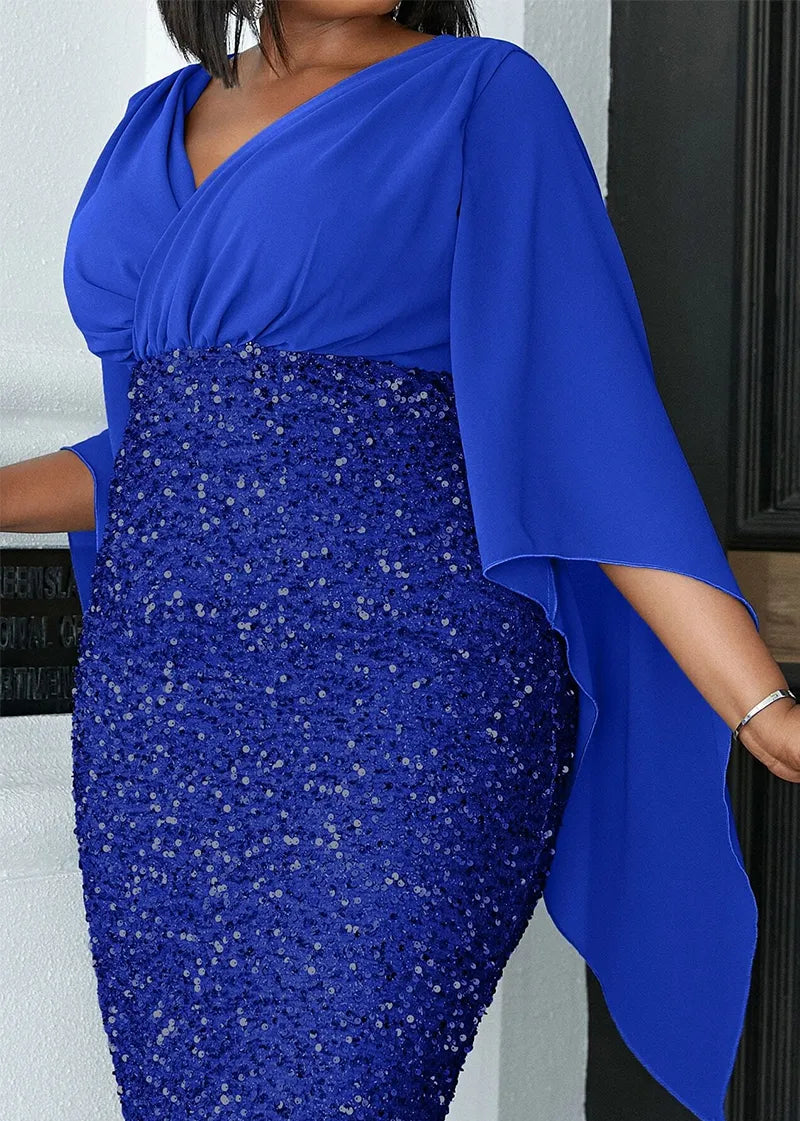 Elegant Plus-Size Midi Dress for Banquets-Khaki-L-State of Style