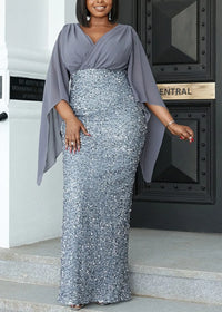 Elegant Plus-Size Midi Dress for Banquets-Khaki-L-State of Style