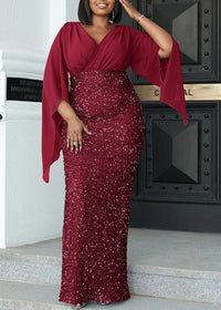 Elegant Plus-Size Midi Dress for Banquets-Khaki-L-State of Style