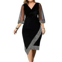 Elegant Plus-Size Party Dress-Black-L-State of Style