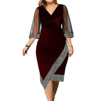 Elegant Plus-Size Party Dress-Burgundy-L-State of Style