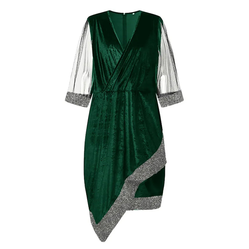Elegant Plus-Size Party Dress-Green-L-State of Style