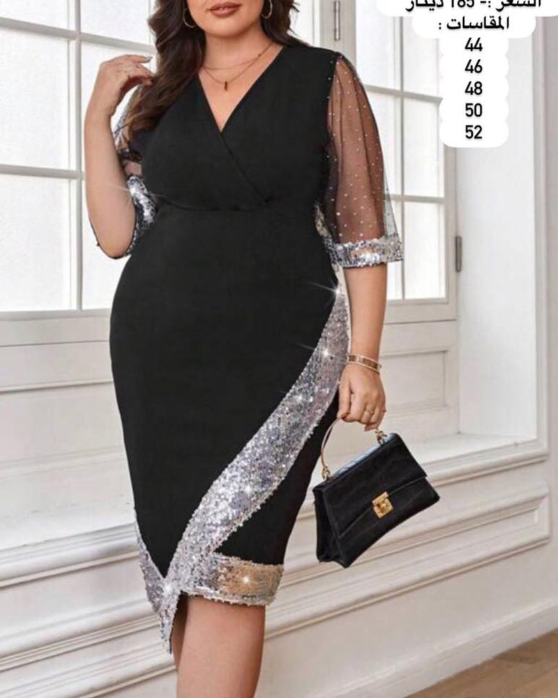 Elegant Plus-Size Party Dress-Green-L-State of Style