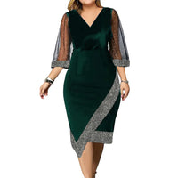 Elegant Plus-Size Party Dress-Green-L-State of Style
