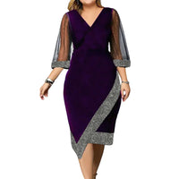 Elegant Plus-Size Party Dress-Purple-L-State of Style