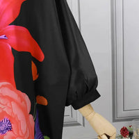 Elegant Plus Size Summer Dress with Batwing Sleeves & Floral Print-Rose-2XL-State of Style