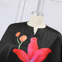 Elegant Plus Size Summer Dress with Batwing Sleeves & Floral Print-Rose-2XL-State of Style