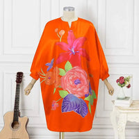 Elegant Plus Size Summer Dress with Batwing Sleeves & Floral Print-Rose-2XL-State of Style