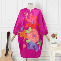Elegant Plus Size Summer Dress with Batwing Sleeves & Floral Print-Rose-2XL-State of Style