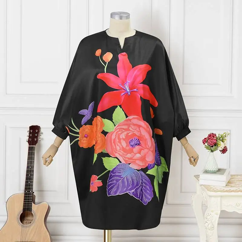 Elegant Plus Size Summer Dress with Batwing Sleeves & Floral Print-Rose-2XL-State of Style