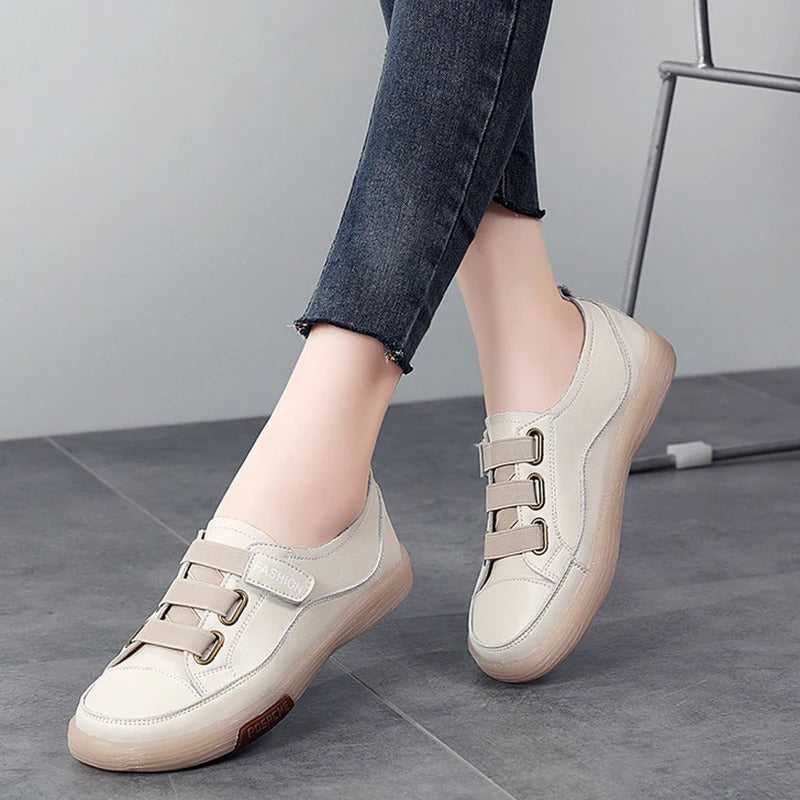 Elegant real leather sneakers for women – Beatrice-Beige-3-State of Style