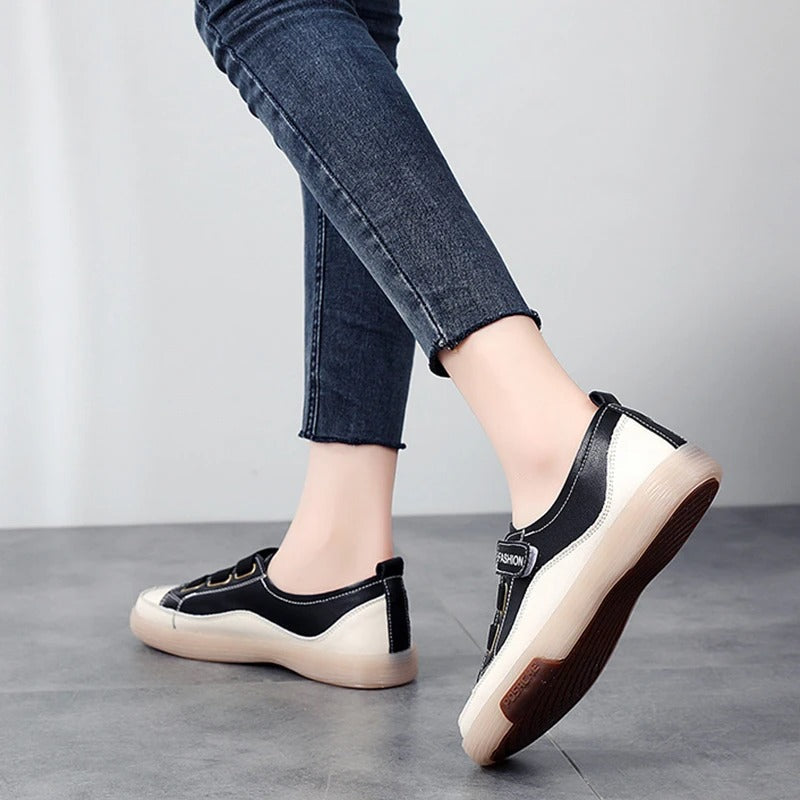 Elegant real leather sneakers for women – Beatrice-Black-3-State of Style