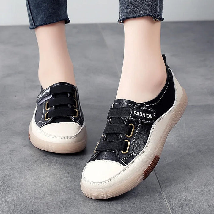Elegant real leather sneakers for women – Beatrice-Black-3-State of Style