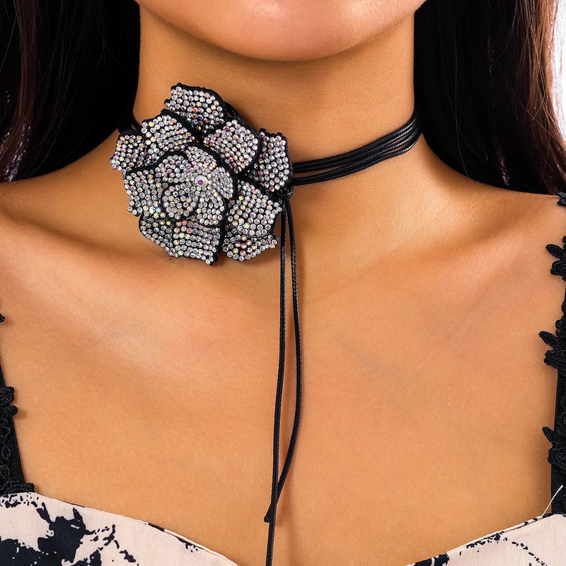 Elegant Rhinestone Rose Choker Necklace | Sophisticated Jewellery for Women-State of Style
