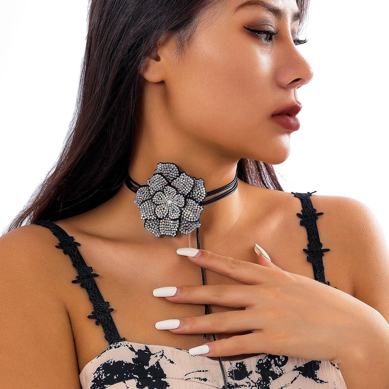 Elegant Rhinestone Rose Choker Necklace | Sophisticated Jewellery for Women-State of Style