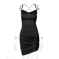 Elegant Satin Mini Dress-Black-S-State of Style