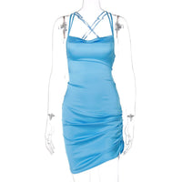 Elegant Satin Mini Dress-Blue-S-State of Style