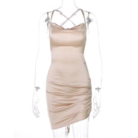 Elegant Satin Mini Dress-Champagne-S-State of Style