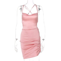 Elegant Satin Mini Dress-Pink-S-State of Style