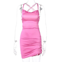 Elegant Satin Mini Dress-Pinkish Red-S-State of Style