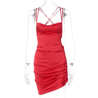 Elegant Satin Mini Dress-Red-S-State of Style