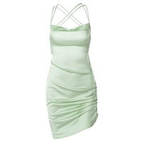 Elegant Satin Mini Dress-White-S-State of Style