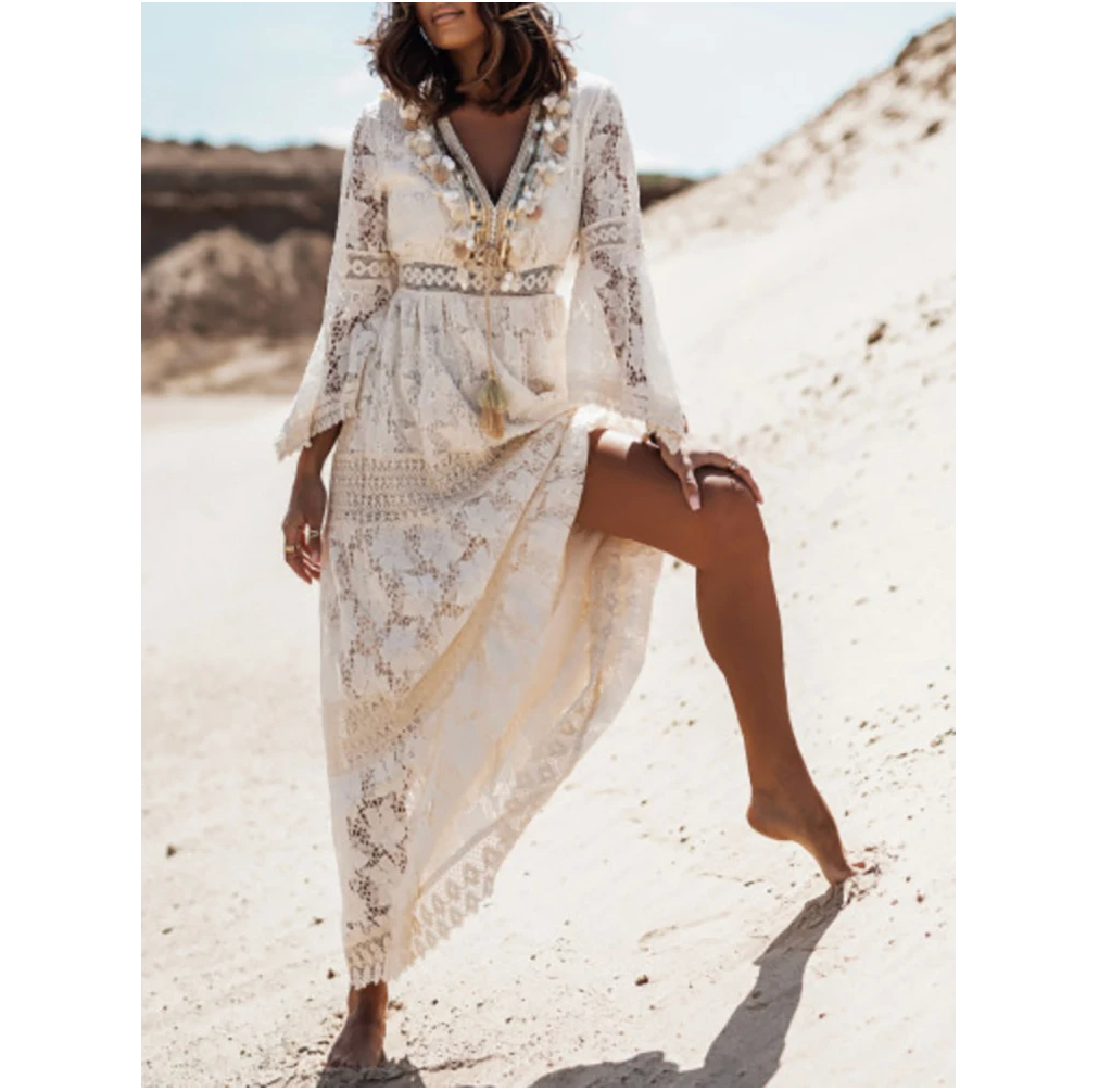 Elegant Summer Dress | Stylish & Comfortable-Long Sleeve Apricot-S-State of Style