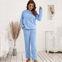 Elegant Top and Pants Lounge Set-Blue-S-State of Style
