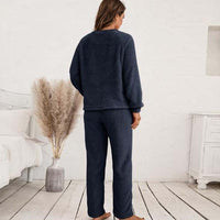 Elegant Top and Pants Lounge Set-Blue-S-State of Style