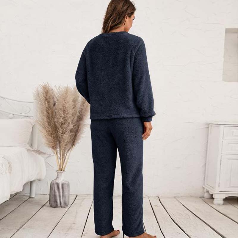 Elegant Top and Pants Lounge Set-Blue-S-State of Style