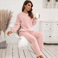 Elegant Top and Pants Lounge Set-Pink-S-State of Style