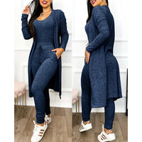 Elegant Two-Piece Jumpsuit | Fitted Leggings with Jacket-Dark Blue-S-State of Style