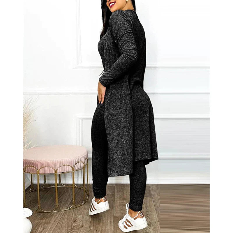 Elegant Two-Piece Jumpsuit | Fitted Leggings with Jacket-Wine Red-S-State of Style