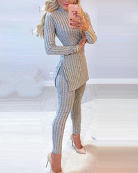 Elegant Two-Piece Set | Celine Ensemble-Gray-S-State of Style