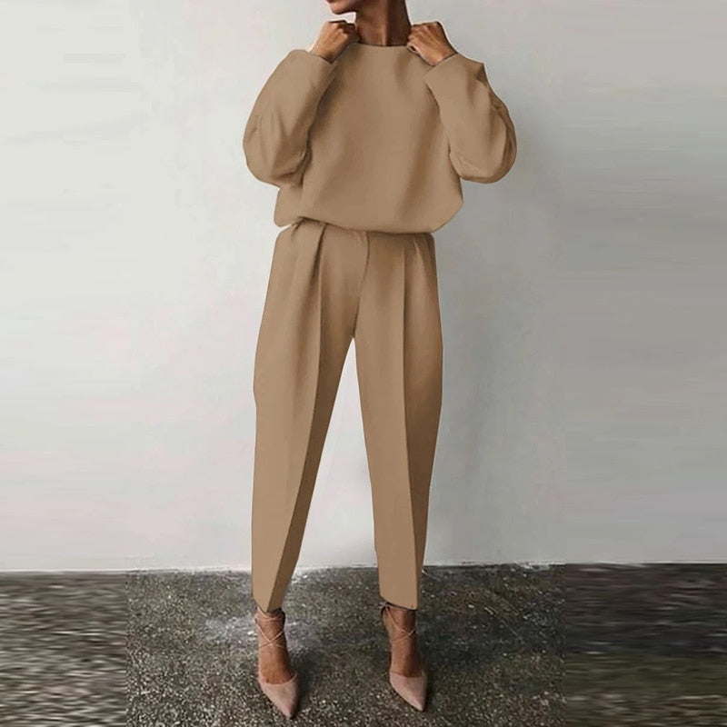 Elegant Two-Piece Set | Chic Women's Suit | Stylish and Comfortable-Coffee-S-State of Style