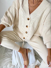 Elegant Two-Piece Winter Set | Nora Cardigan & Comfortable Pants-Beige-S-State of Style