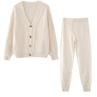Elegant Two-Piece Winter Set | Nora Cardigan & Comfortable Pants-Beige-S-State of Style