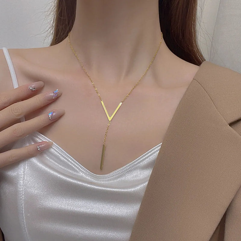 Elegant V-Shaped Gold Necklace | Timeless Style-State of Style