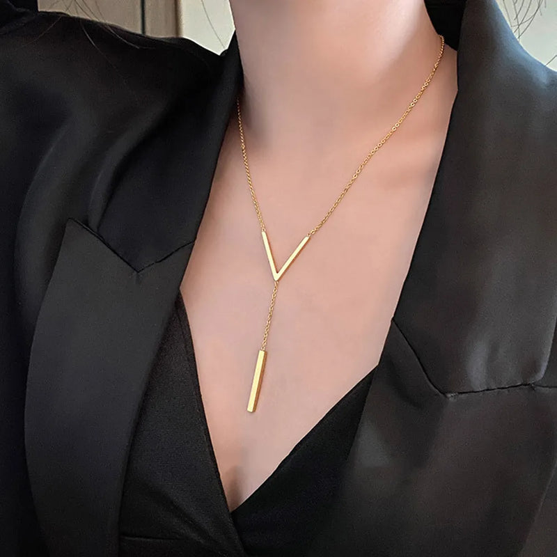 Elegant V-Shaped Gold Necklace | Timeless Style-State of Style