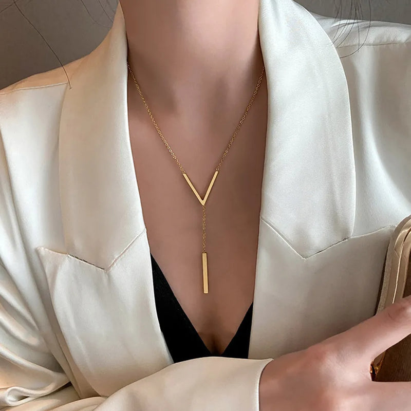 Elegant V-Shaped Gold Necklace | Timeless Style-State of Style