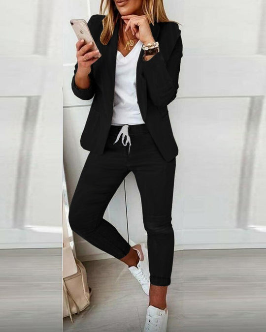 Elegant Women's Blazer and Pants Set | Stylish Formal Wear-Black-S-State of Style