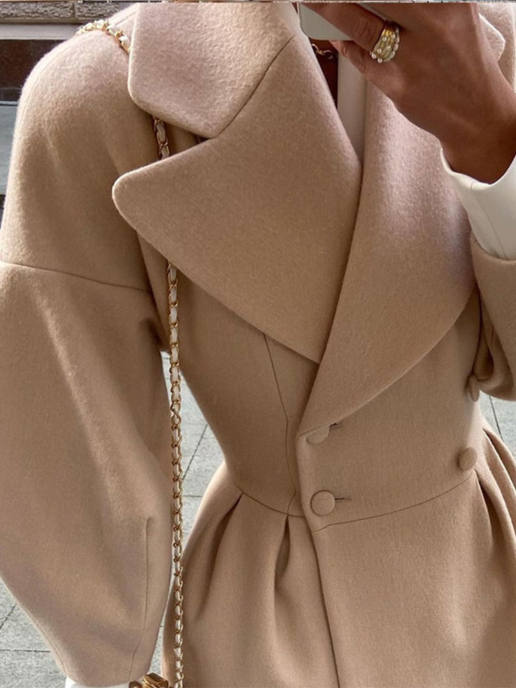Elegant Women's Double-Breasted Wool Coat | Long Sleeves | Warm & Stylish-White-S-State of Style