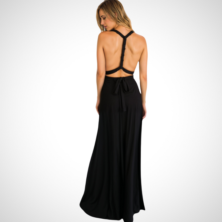 Elegant wrap maxi dress with a feminine fit – Celine-Black-S-State of Style