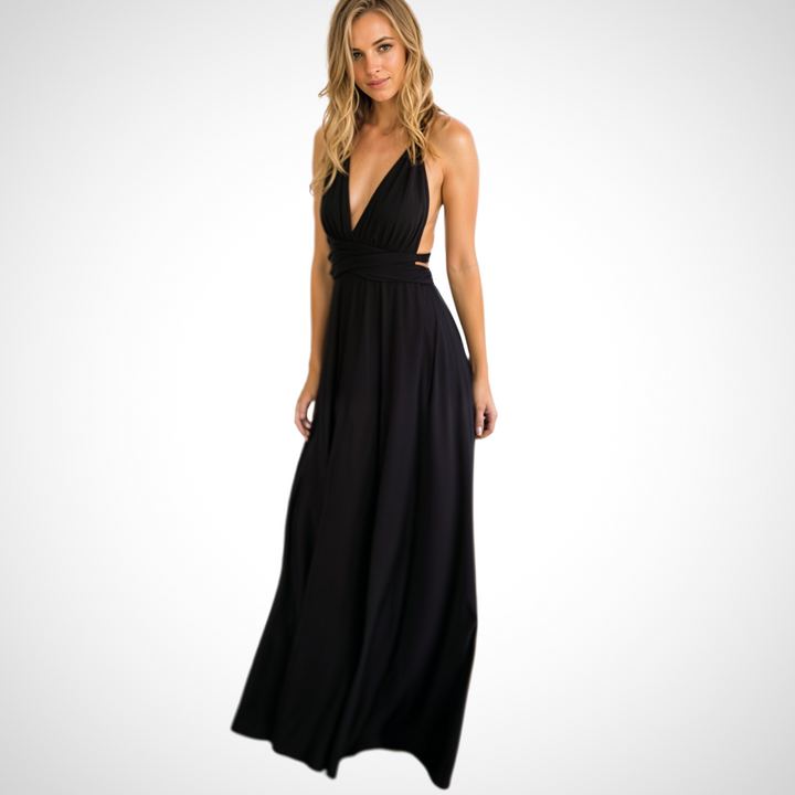 Elegant wrap maxi dress with a feminine fit – Celine-Black-S-State of Style