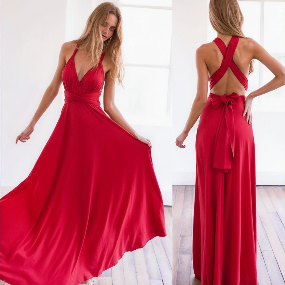 Elegant wrap maxi dress with a feminine fit – Celine-Red-S-State of Style