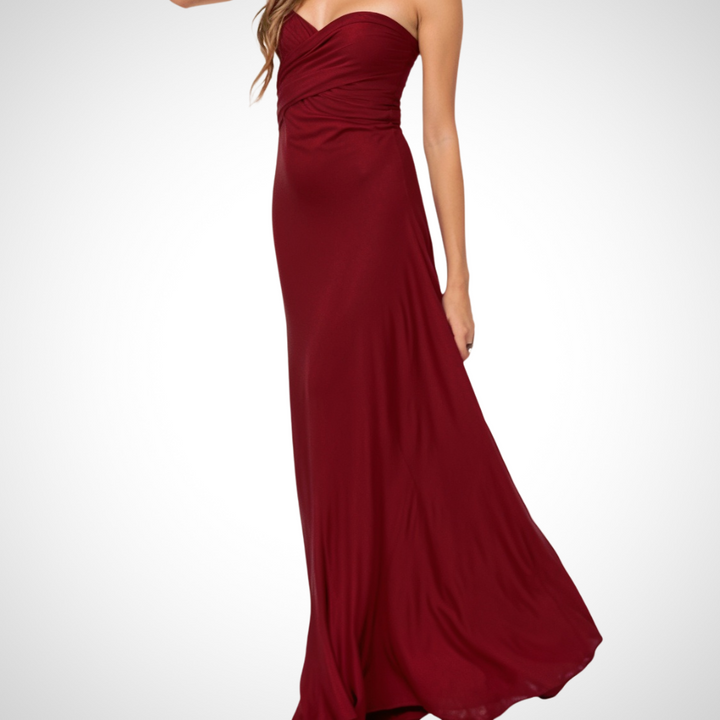 Elegant wrap maxi dress with a feminine fit – Celine-Wine red-S-State of Style