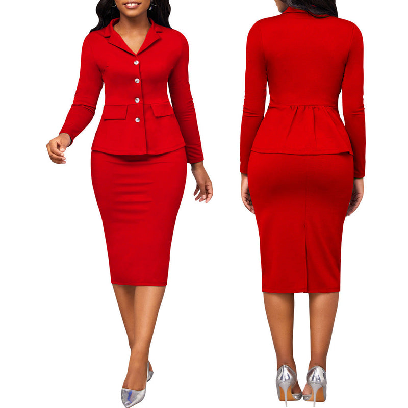 Elena Women's Chic Two-Piece Suit-Red-S-State of Style