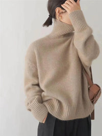 Elise Cashmere Women's Turtleneck-Beige-S-State of Style