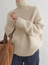 Elise Cashmere Women's Turtleneck-Beige-S-State of Style
