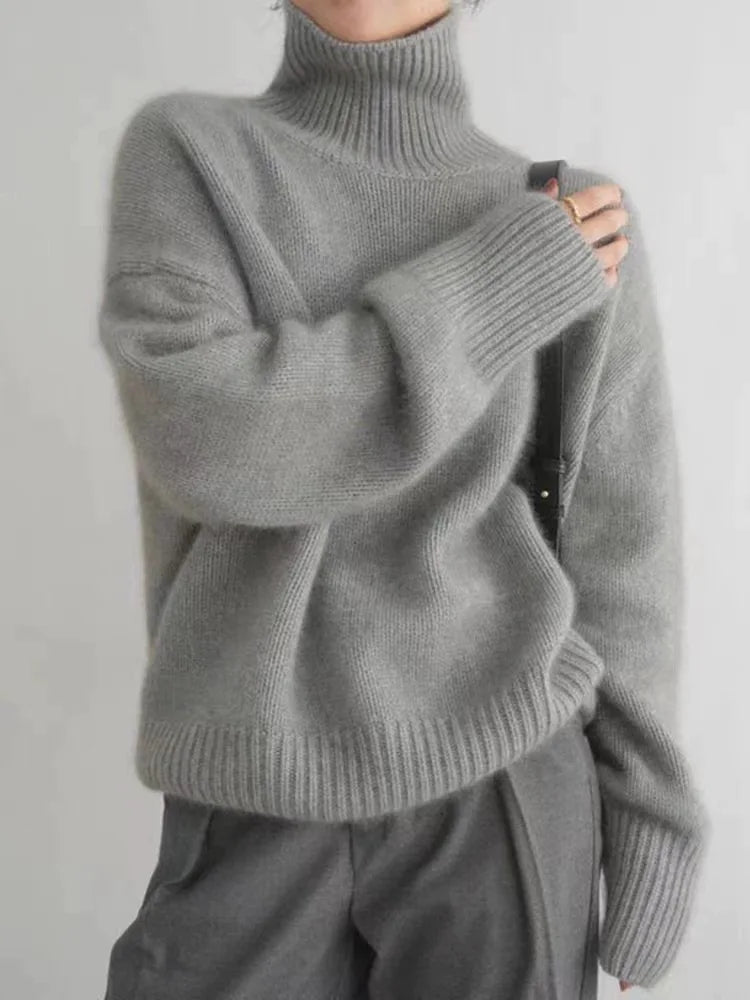 Elise Cashmere Women's Turtleneck-Grey-S-State of Style